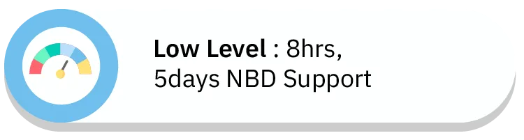 Low Level : 8hrs, 5days NBD Support